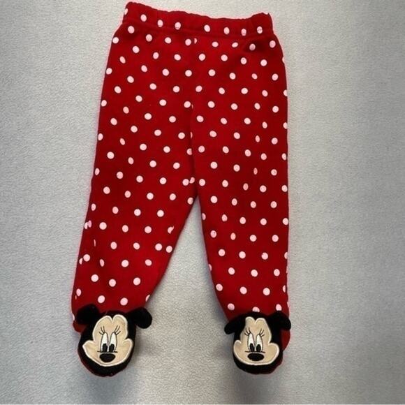 Disney Minnie Mouse Red Polka Dot Footies Pants Size 6-9 Months - Picture 3 of 12